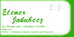 elemer jakubecz business card